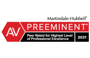 Martindale-Hubbell | AV Preeminent | Peer Rated for Highest level of Professional Excellence | 2021